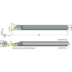.625 Shank Coolant Thru Boring Bar- -50° Lead Angle for VCMT 221 Style Inserts - Eagle Tool & Supply