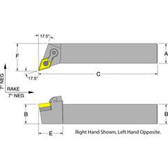 MDQNL16-4D - LH 1 x 1" Turning Tool Holder - Eagle Tool & Supply