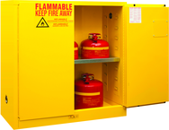 30 Gallon - All Welded - FM Approved - Flammable Safety Cabinet - Manual Doors - 1 Shelf - Safety Yellow - Eagle Tool & Supply