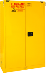 45 Gallon - All Welded - FM Approved - Flammable Safety Cabinet - Self-closing Doors - 2 Shelves - Safety Yellow - Eagle Tool & Supply