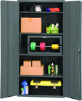 36"W - 16 Gauge - Lockable Cabinet - 4 Adjustable Shelves - Flush Door Style - Gray - Eagle Tool & Supply