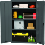 36"W - 16 Gauge - Lockable Shelf Cabinet - 3 Adjustable Shelves - Flush Door Style - Gray - Eagle Tool & Supply