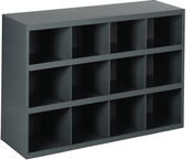 12" Deep Bin - Steel - Cabinet - 12 opening bin - for small part storage - Gray - Eagle Tool & Supply