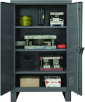 36"W - 14 Gauge - Lockable Shelf Cabinet - 3 Adjustable Shelves - Recessed Door Style - Gray - Eagle Tool & Supply
