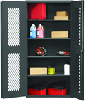 36"W - 14 Gauge - Lockable Ventilated Cabinet - 3 Adjustable Shelves - Flush Door Style - Gray - Eagle Tool & Supply