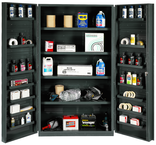 48"W - 14 Gauge - Lockable Cabinet - 4 Adjustable Shelves - 14 Door Shelves - Deep Door Style - Gray - Eagle Tool & Supply