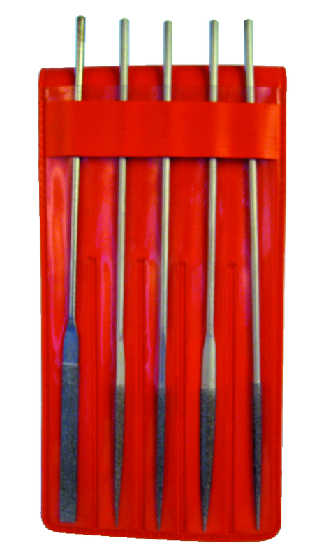 5 Pc. 2" Diamond Length - 5-1/2" OAL - Med Grit - Mini Diamond File Set - Eagle Tool & Supply