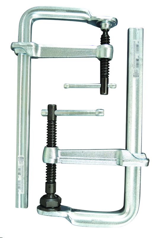 Economy L Clamp --24" Capacity - 4-3/4" Throat Depth - Standard Pad - Profiled Rail, Spatter resistant spindle - Eagle Tool & Supply