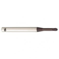 1.6mm Dia. - 60mm OAL - Carbide - Ball End HP End Mill-2 FL - Eagle Tool & Supply