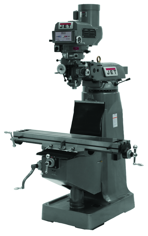 JTM-1050 Mill With ACU-RITE 200S DRO With X-Axis Powerfeed, Power Draw Bar and 8" Riser Block - Eagle Tool & Supply