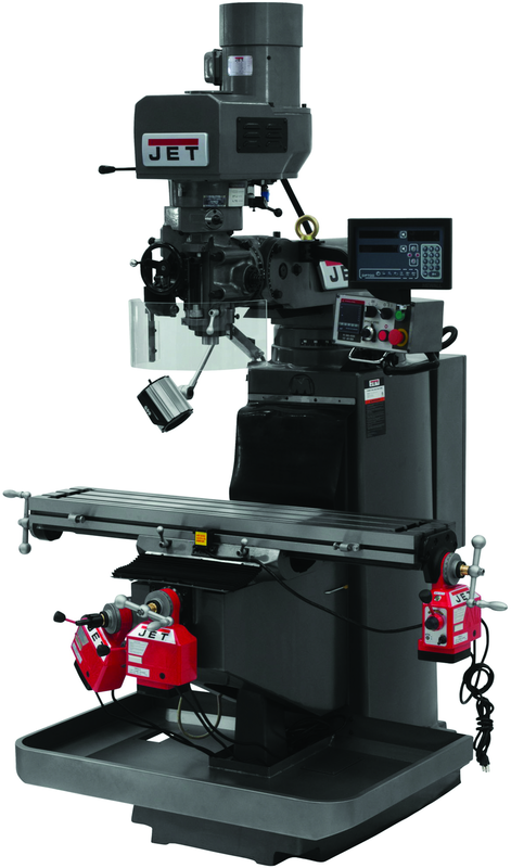 JTM-949EVS Mill With 3-Axis Newall DP700 DRO (Knee) With X and Y-Axis Powerfeeds and Air Powered Draw Bar - Eagle Tool & Supply