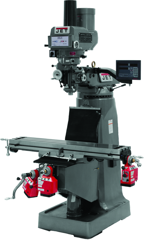 JTM-4VS Mill With 3-Axis Newall DP700 DRO (Quill) With X, Y and Z-Axis Powerfeeds and Power Draw Bar - Eagle Tool & Supply