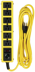 6 Outlet - Black/Yellow - Surge Protector/Circuit Breaker - Eagle Tool & Supply