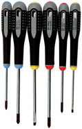 6 Piece - Ergo Handle Screwdriver Set - Includes: #1 x 4; #2 x 4 Phillips; #1 x 4; #2 x 4 Pozidriv; 9/64 x 3; 7/32 x 4 Slotted Cabinet - Eagle Tool & Supply