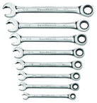 8 Piece - Revesible Combination Ratcheting Wrench Set SAE - Eagle Tool & Supply