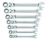 7 Piece - Flex-Head Combination Ratcheting Wrench Set SAE - Eagle Tool & Supply