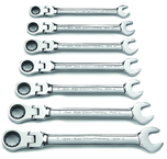 7 Piece - Flex-Head Metric Combination Ratcheting Wrench Set - Eagle Tool & Supply