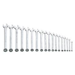 Snap-On/Williams Metric Combination Wrench Set -- 18 Pieces; 12PT Satin Chrome; Includes Sizes: 7; 8; 9; 10; 11; 12; 13; 14; 15; 16; 17; 18; 19; 20; 21; 22; 23; 24mm - Eagle Tool & Supply