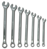 Snap-On/Williams Fractional Combination Wrench Set -- 7 Pieces; 12PT Satin Chrome; Includes Sizes: 3/8; 7/16; 1/2; 9/16; 5/8; 11/16; 3/4" - Eagle Tool & Supply