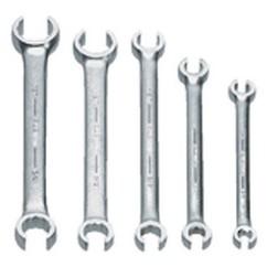 Snap-On/Williams Flare Nut Wrench Set -- 5 Pieces; 6PT Satin Chrome; Includes Sizes: 3/8 x 7/16; 1/2 x 9/16; 5/8 x 11/16; 3/4 x 1; 7/8 x 1-1/8" - Eagle Tool & Supply