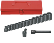 16 Piece - #9324573 - 10 to 27mm - 1/2" Drive - 6 Point - Impact Socket Set - Eagle Tool & Supply