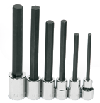 6 Piece - 1/4; 5/16; 3/8; 1/2; 9/16; 5/8" - 1/2" Drive - Hex Bit Socket Set - Eagle Tool & Supply