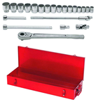 22 Piece - 3/4" Drive - 12 Point-   Socket Set in Metal Box SAE - Eagle Tool & Supply