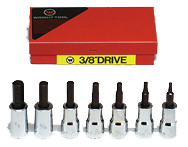 7 Piece - 1/8; 5/32; 3/16; 7/32; 1/4; 5/16; 3/8" - 3/8" Drive - Hex Bit Set - Eagle Tool & Supply