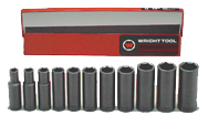 11 Piece - #412 - 3/8 to 1" - 1/2'' Drive - 6 Point - Deep Impact Socket Set - Eagle Tool & Supply