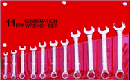 11 Piece - 12 Point - 6; 8; 9; 10; 11; 12; 13; 15; 17; 18; 19mm - Metric Combination Wrench Set - Eagle Tool & Supply