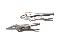 Locking Plier Set -- 2pc. Chrome Plated- Includes: 6" Long Nose; 7" Curved Jaw - Eagle Tool & Supply