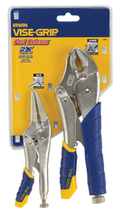 Fast Release Curved Jaw Locking Pliers Set -- 2 Pieces -- Includes: 10" Curved Jaw & 6" Long Nose - Eagle Tool & Supply