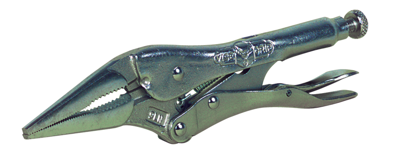 Long Nose Locking Pliers with Wire Cutter -- #9LN Plain Grip 3'' Capacity 9'' Long - Eagle Tool & Supply