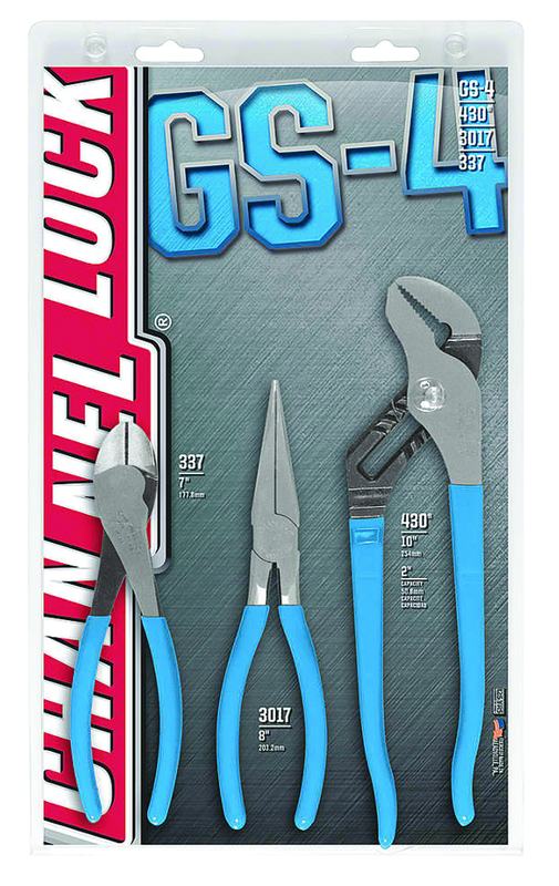 Channellock Combo Pliers Set -- #GS4; 3 Pieces; Includes: 7-1/2" Long Nose; 7" Cutting; 10" Tongue & Groove - Eagle Tool & Supply