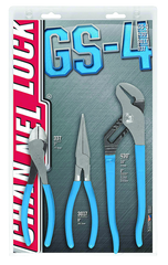 Channellock Combo Pliers Set -- #GS4; 3 Pieces; Includes: 7-1/2" Long Nose; 7" Cutting; 10" Tongue & Groove - Eagle Tool & Supply