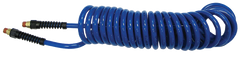 #PU1410BT - 1/4 MPT x 10 Feet - Transparent Blue Polyurethane - 1-Swivel Fitting(s) - Self-Storing Hose - Eagle Tool & Supply