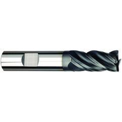 1/2 Dia. x 4 Overall Length 4-Flute Square End Solid Carbide SE End Mill-Weldon Shank-Center Cut-AlCrN-X - Eagle Tool & Supply