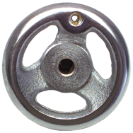 Polished Chrome Plated Handwheel - 8'' Wheel Diameter; 1-21/32'' Hub Diameter; 3/8-16 Threaded Handle Hole; 5/8'' Threaded Center Hole - Eagle Tool & Supply