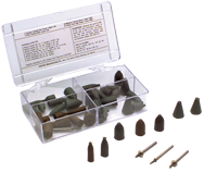 #767 Resin Bonded Rubber Kit - Point & Mandrel - Various Shapes - Equal Assortment Grit - Eagle Tool & Supply