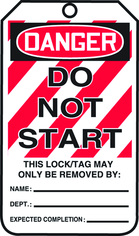 Lockout Tag, Danger Do Not Start, 25/Pk, Plastic - Eagle Tool & Supply