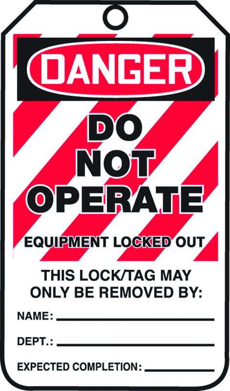 Lockout Tag, Danger Do Not Operate Equipment Locked Out, 25/Pk, Plastic - Eagle Tool & Supply