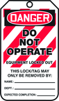 Lockout Tag, Danger Do Not Operate Equipment Locked Out, 25/Pk, Laminate - Eagle Tool & Supply