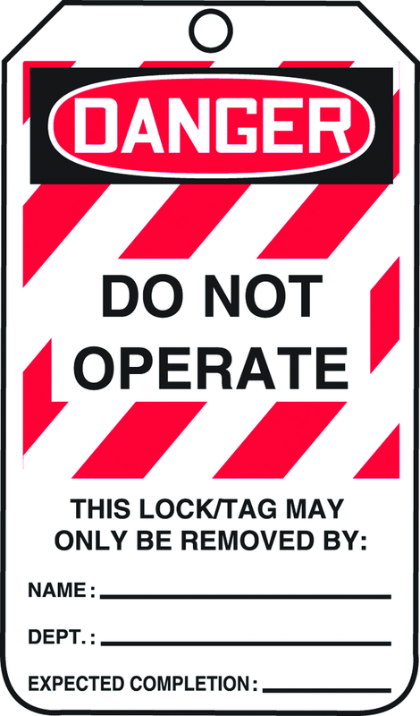 Lockout Tag, Danger Do Not Operate, 25/Pk, Laminate - Eagle Tool & Supply