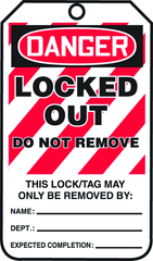 Lockout Tag, Danger Locked Out, 25/Pk, Plastic - Eagle Tool & Supply