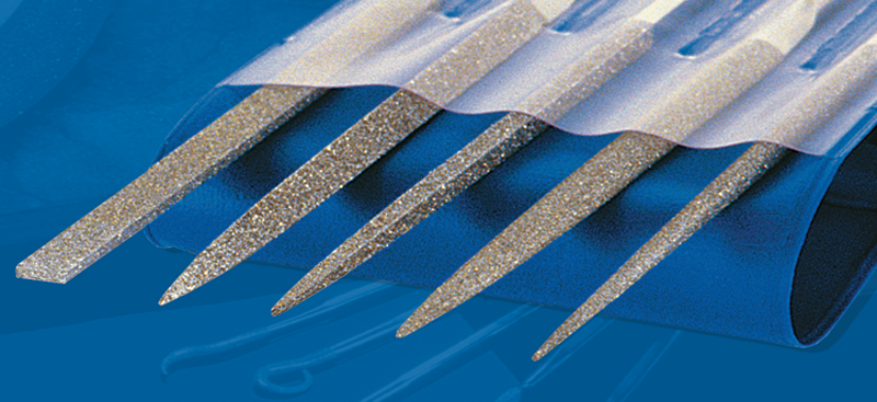 2-3/4'' Diamond Length - 5-1/2'' OAL (Various) - Medium Grit - 5 pc. Set Diamond Needle File - Eagle Tool & Supply