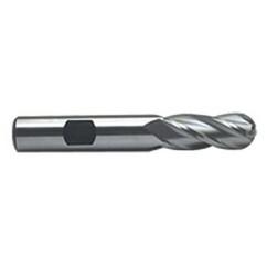 1'' Dia. - 4-1/2'' OAL - Uncoated M-42 Cobalt - Ball End SE EM - 4 FL - Eagle Tool & Supply