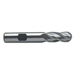 1'' Dia. - 4-1/2'' OAL - Uncoated M-42 Cobalt - Ball End SE EM - 6 FL - Eagle Tool & Supply