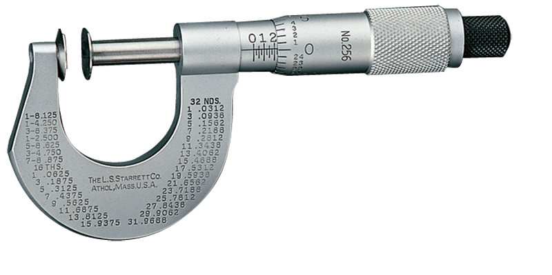 #256RL-2 -  1 - 2'' Measuring Range - .001 Graduation - Ratchet Thimble - High Speed Steel Face - Disc Micrometer - Eagle Tool & Supply