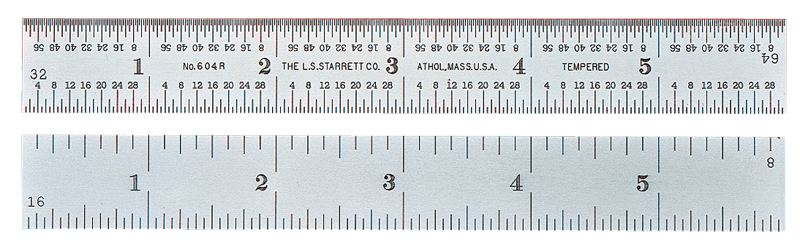 #CH604R-36 - 36'' Long - 4R Graduation - 1-1/4'' Wide - Chrome Single Hook Scale - Eagle Tool & Supply