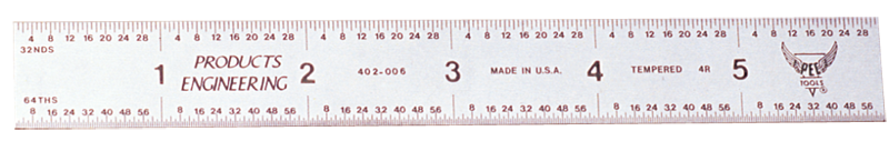 #502-024CT - 24'' Long - 5R Graduation - 1-1/8'' Wide - Certified Rigid Rule - Eagle Tool & Supply